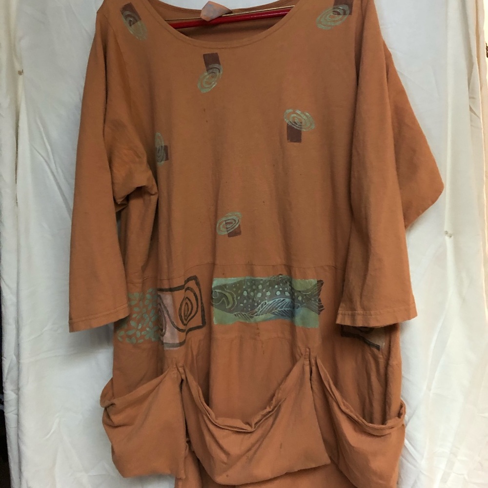 Vintage Blue Fish High-low Tunic